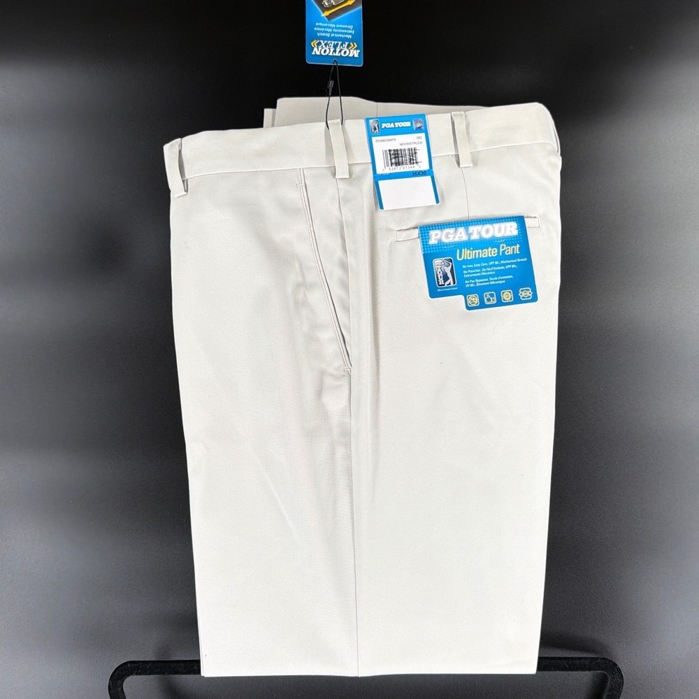 PGA Tour Ultimate Mens 36x30 Beige Golf Pants Stretch UPF 50 Motion Flex NWT New - Picture 11 of 16